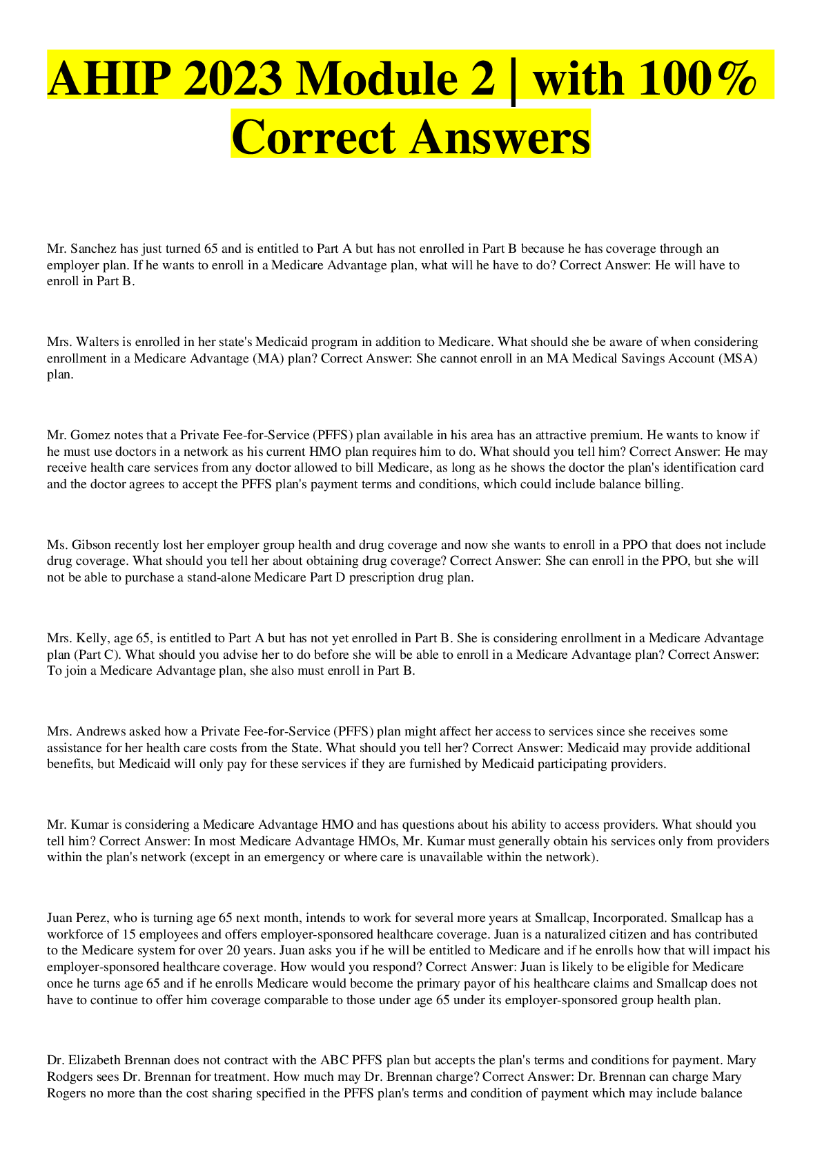 Preview image of AHIP 2023 Module 2 | with 100% Correct Answers document